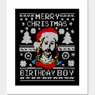 merry christmas birthday boy ugly sweater Posters and Art